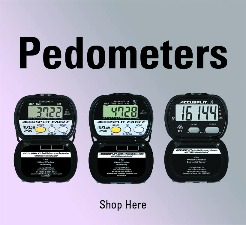 Pedometer.com home page pic of 3 type of pedometers